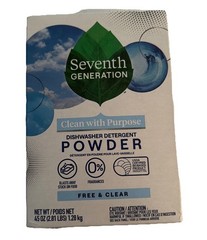 Seventh Generation Automatic Dishwasher Powder, Free and Clear, 45 oz, 2/Pack