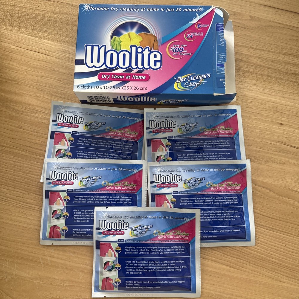 Woolite Dry Clean at Home Dry Cleaner’s Secret 1 Open Box 5 Sheets Total