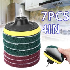 7 Pcs 4″ Drill Brush Set Power Scrubber Cleaning Kits Scrub Tub Cleaner