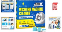 Bastion Washing Machine Cleaner, Deodorizer, & Descaler – 24 pack