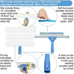 AMERWASH PLUS Window Squeegee Washing Kit for Shower Glass Door, Mirror and W…