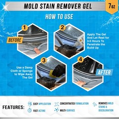 Mold Stain Remover Gel Cleaner for Washing Machine Seal, Grout, Shower – 7 Fl Oz