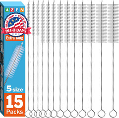 Juego de 15 cepillos reutilizables para limpiar pajitas, 30 cm extra largos