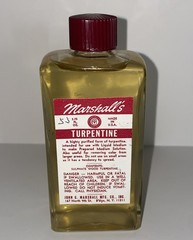Vintage Marshall’s Turpentine Full Bottle 3.75 Fl Oz Art Paint Brush Cleaning