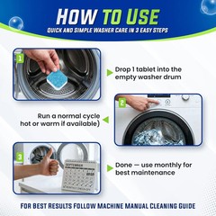 Washing Machine Cleaner Tablets 25 Pack – Rinses Away Pet Hair Trapped by Residu