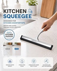 MOVAN Shower Squeegee Glass Doors W/ Replacement Silicone Blade – 304 Stainless