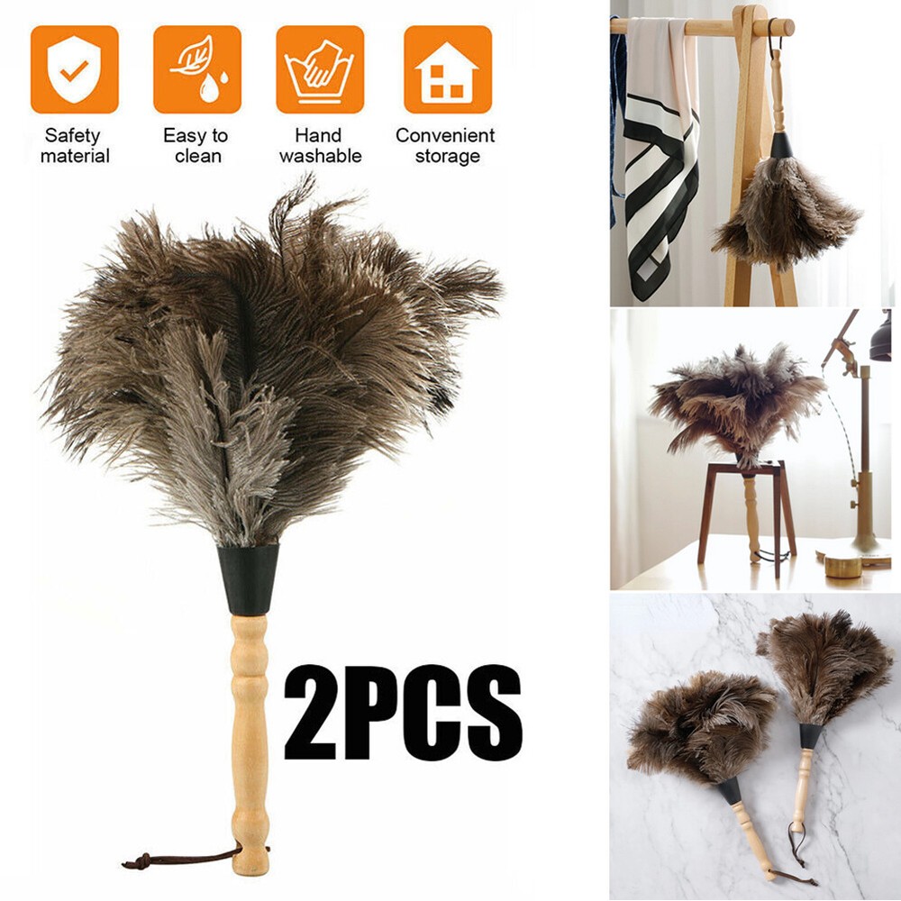 2PCS 13inch Ostrich Feather Duster Durable Dust Collecting Cleaning Tools USA