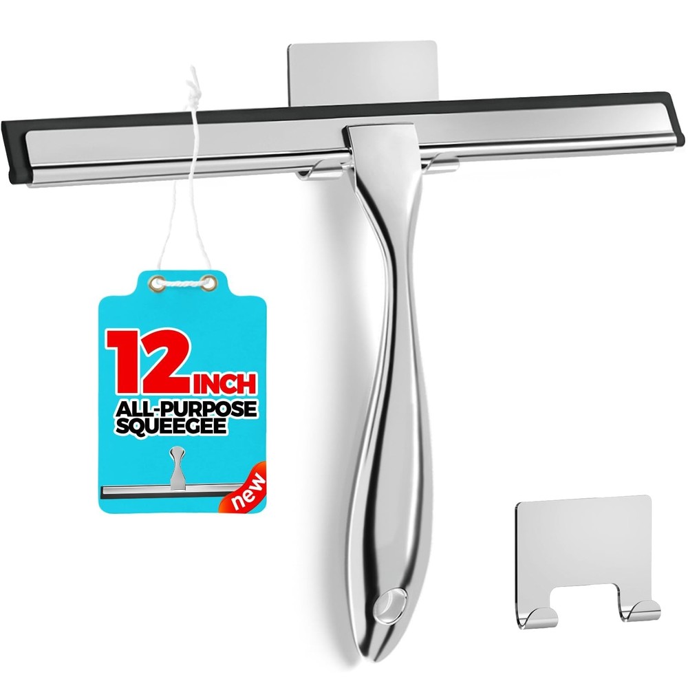 12 Inch Shower Squeegee HeavyDuty Stainless Steel RustResistant for Bathroom
