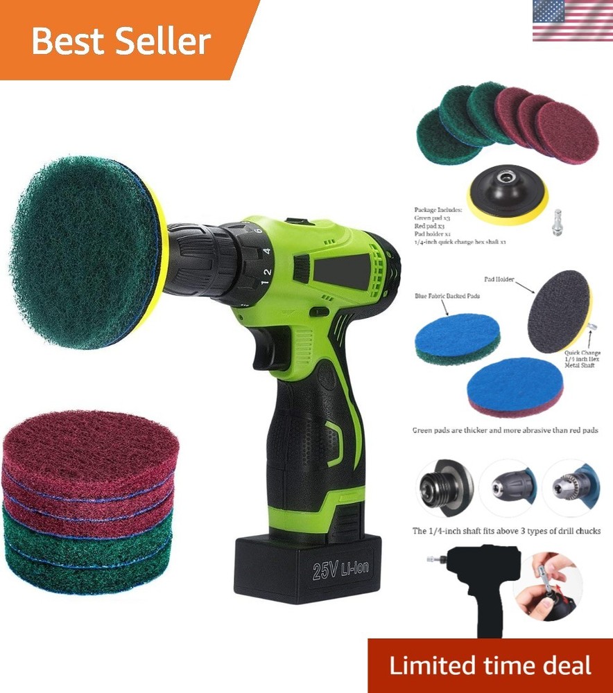 Heavy-Duty 4-Inch Drill Scrubber with Reusable Pads – Ultimate Cleaning Kit