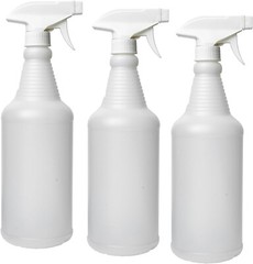 Natural Plastic Carafe Spray Bottle 3 Pack w/ White Trigger Sprayer 32oz