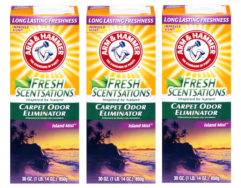 Arm Hammer Fresh Scentsations Carpet Odor Eliminator, Island Mist, 30 Oz 3 Pack