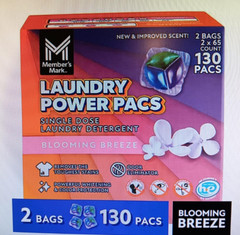 MEMBER MARK PODS LIQUID LAUNDRY DETERGENT, BLOOMING BREEZE SCENT (130 PODS)