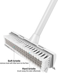 Multi-Surface Cleaning Scrub Brush: Adjustable Long Handle & Scraper Attachment