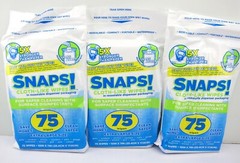 NEW Snaps Cloth Like Cleaning Wipes 3 Pack 75 Ea 225 Total Resealable Packaging