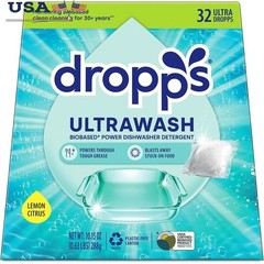 Ultra Wash Dishwasher Pods No Prewash Lemon Citrus Biobased Enzymes 32 Pack New
