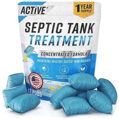 Septic Tank Treatment Pods-12 Dissolving Packets| Enzyme-Producing Live Bacteria