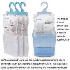 Wisesorb Moisture Absorber Refill Hanging Bags 12 Pack (7 oz. ea.) 6psc Hooks