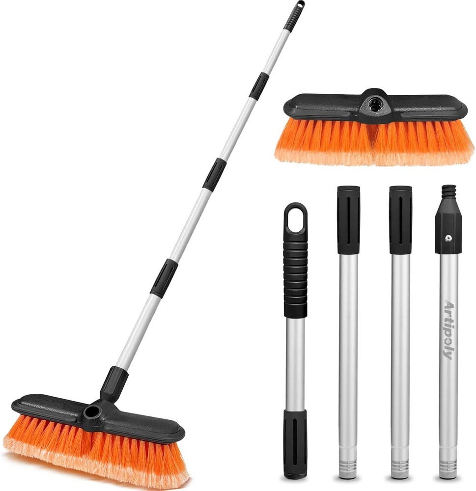 65″ Car Wash Brush with Extension Pole, Car Wash 10” Dip Soft Brush, No Scratch