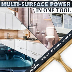 Shower Door Squeegee with Hook – 14″ Silicone Blade, Stainless Steel Gold Squeeg