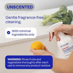 ATTITUDE Fruit & Vegetable Wash, Unscented FoodSafe Produce Wash to Remove Di…
