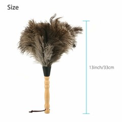 4PC 13inch Ostrich Feather Duster Dust Collecting Cleaning Tool Wooden Handle