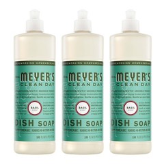 CLEAN DAY Liquid Dish Soap, Basil Scent, 16 Fl Oz Bottle 3 Pack