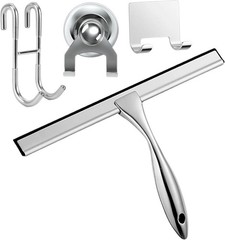12” Light Weight Stainless Steel Shower Squeegee for Glass Doors with 4 Pieces
