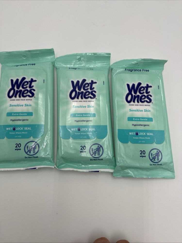 Wet Ones Extra Gentle Hand Wipes for Sensitive Skin – 20 Count(3pack)
