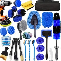 26Pcs Car Detailing Kit, Auto Drill Brush Set, Car Paint Cleaning & Tire Brushes