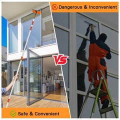 4 to 24FT Extendable High Reach Duster Kit for Ceiling Cobweb High Ceiling