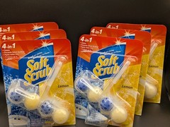 (6) 1 Pack Soft Scrub 4-in-1 Toilet Cleaner Rim Hangers in LEMON Scent NIP