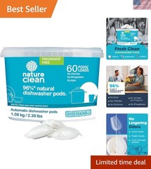60 Count All-Natural Dishwasher Pods – Plant-Based, Non-Toxic & Powerful