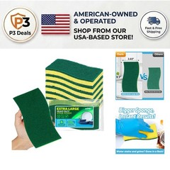 Extra Large 6 Count Heavy Duty Scrub Sponges for Kitchen and Bathroom Cleaning