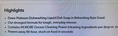 (1-BOTTLE) DAWN PLATINUM DISHWASHING LIQUID DISH SOAP, REFRESHING RAIN 90 fl oz