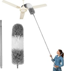 100 Inch Extendable Feather Duster Bendable Head Ceiling Fan Cleaner Tool