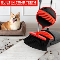 Broom and Dustpan Set for Home, 52-in Long Adjustable Handle Angle