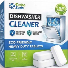 Dishwasher Cleaner and Deodorizer XL Tablets – Heavy-Duty Descaler & Odor Rem…