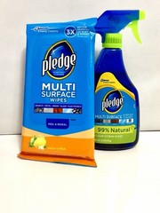 2x Pledge Multi-Surface Everyday Natural Cleaner 16 oz Spray & 25 Wipes Citrus