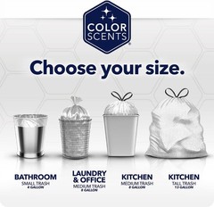 Color Scents Small Trash Bags – 4 Gallon, 480 Total Bags (8 Packs of 60 Count)