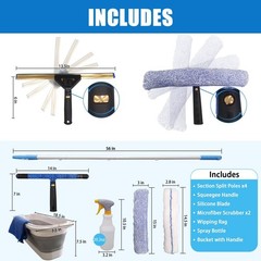 Pro Window Cleaning Kit with Storage Bucket, with 4 13 inch Extension Rods, …