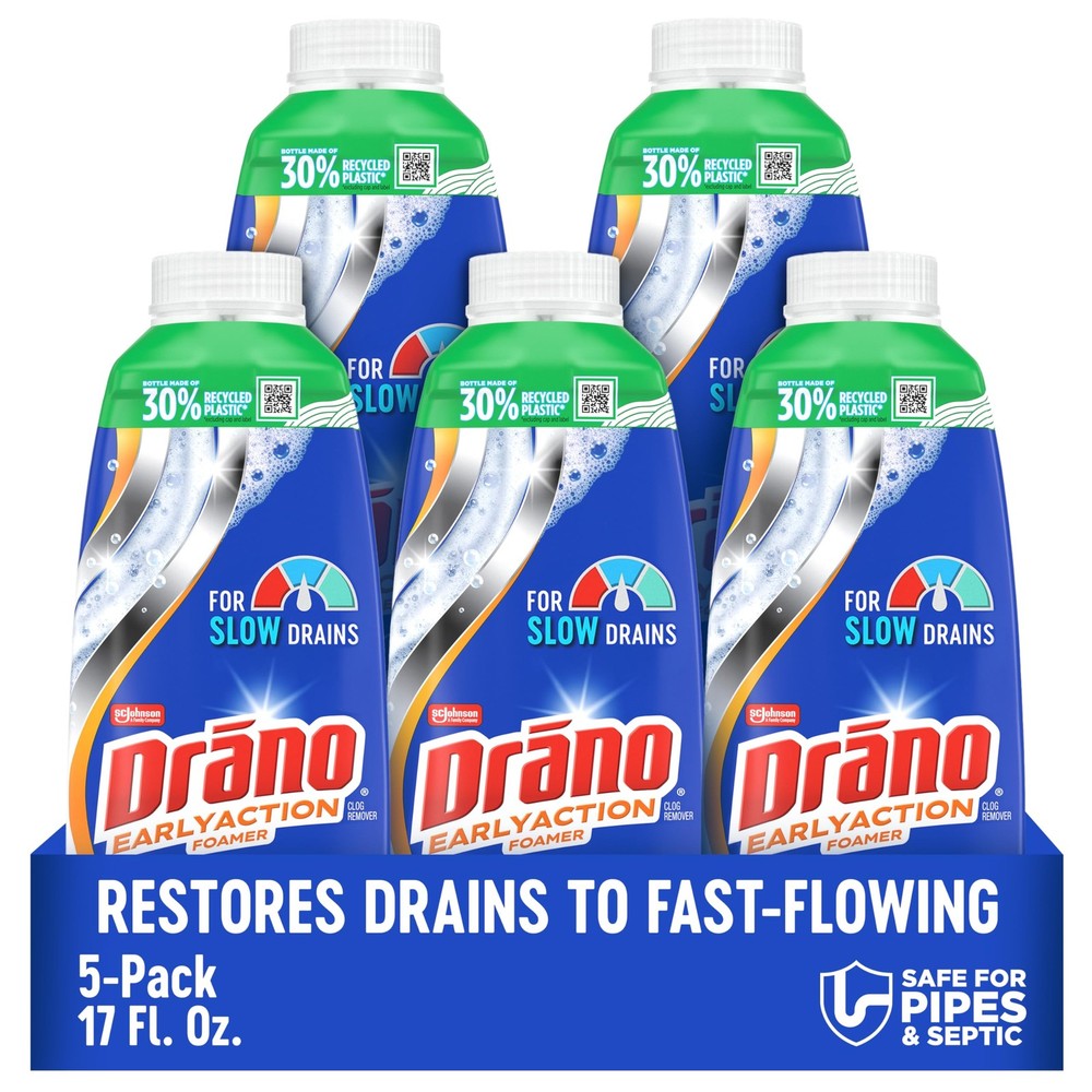 Drain Clog Remover Foamer Unclogs Hair Grease Soap 17 Fl Oz 5 Pack