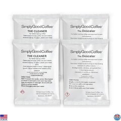 Coffee & Espresso Machine Care Kit – 4 Pack Descaler & Cleaner, Natural Solution