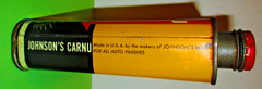ORIGINAL COPYRIGHTED 1938 NEAR FULL TIN CAN OF JOHNSON’S CARNU BY JOHNSON’S WAX
