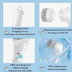5 in 1 Electric Cordless Cleaning Brush Spin Scrubber Cleaner Rechargeable
