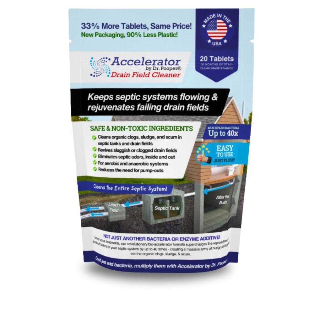 Drain Field Cleaner Tablets by Dr Pooper. Clears Septic Tanks and Drain Field…