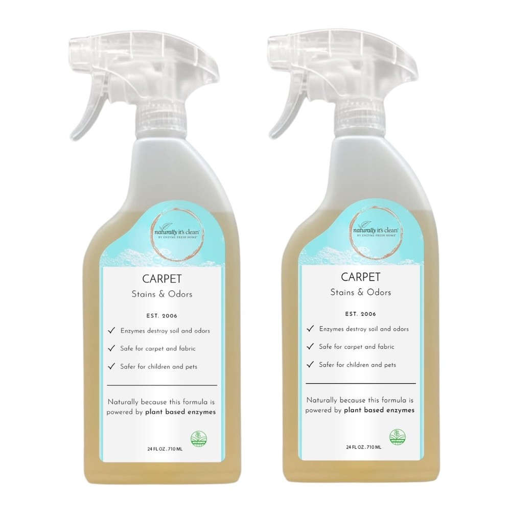 Plant-Based Carpet Cleaner for Pet Stains, Odors & Grease – 24oz Spray 2-Pack