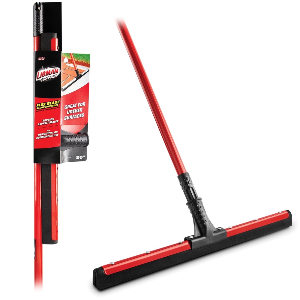Libman 20″ Rubber Flex Blade Floor Squeegee Red Steel Handle