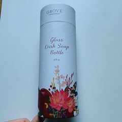 Grove Collaborative 16 Ounce Clear Round Glass Dish Soap Bottle New In Box