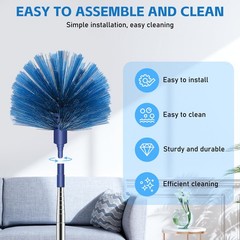 SetSail Cobweb Duster with Extension Pole for Cobweb Cleaning Blue Retractable