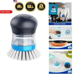 Soap Dispensing Palm Brush Kitchen Dish Scrubber for Pot Sink Cleaning Navy
